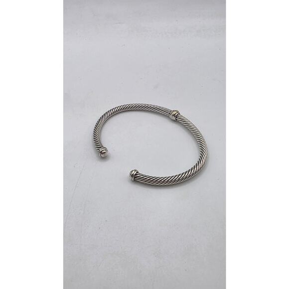 David Yurman Sterling Silver Classic Cable Gold Station Cuff Bracelet - Picture 5 of 13